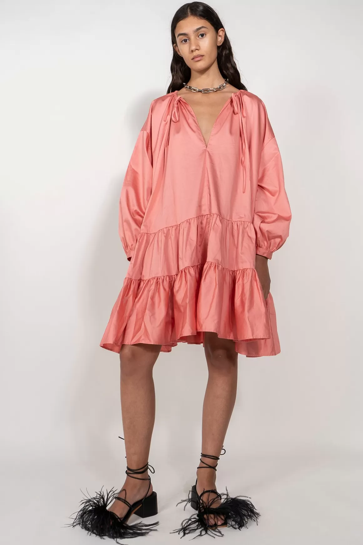 Cheap OVERSIZED TIERED GATHERED DRESS IN Women DRESSES