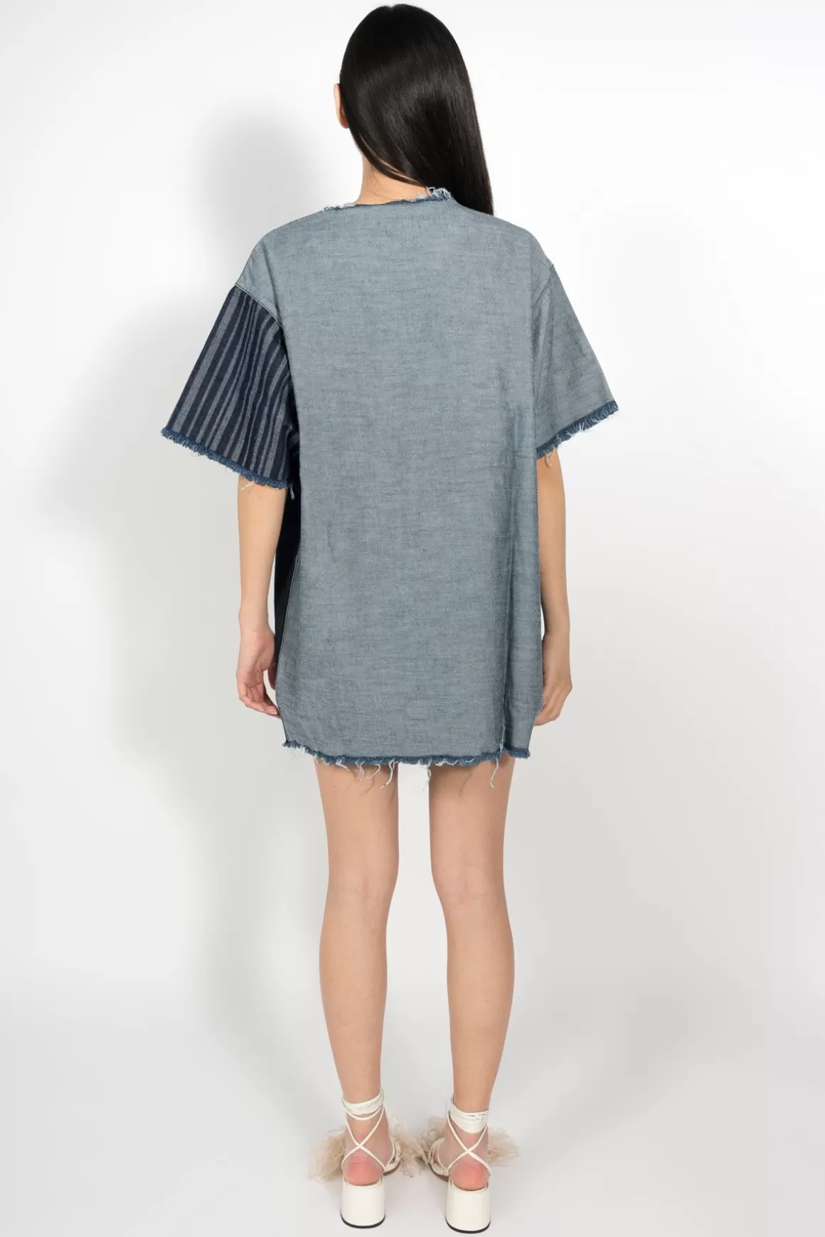 Cheap PATCHWORK DENIM T-SHIRT DRESS Women DRESSES | TOPS