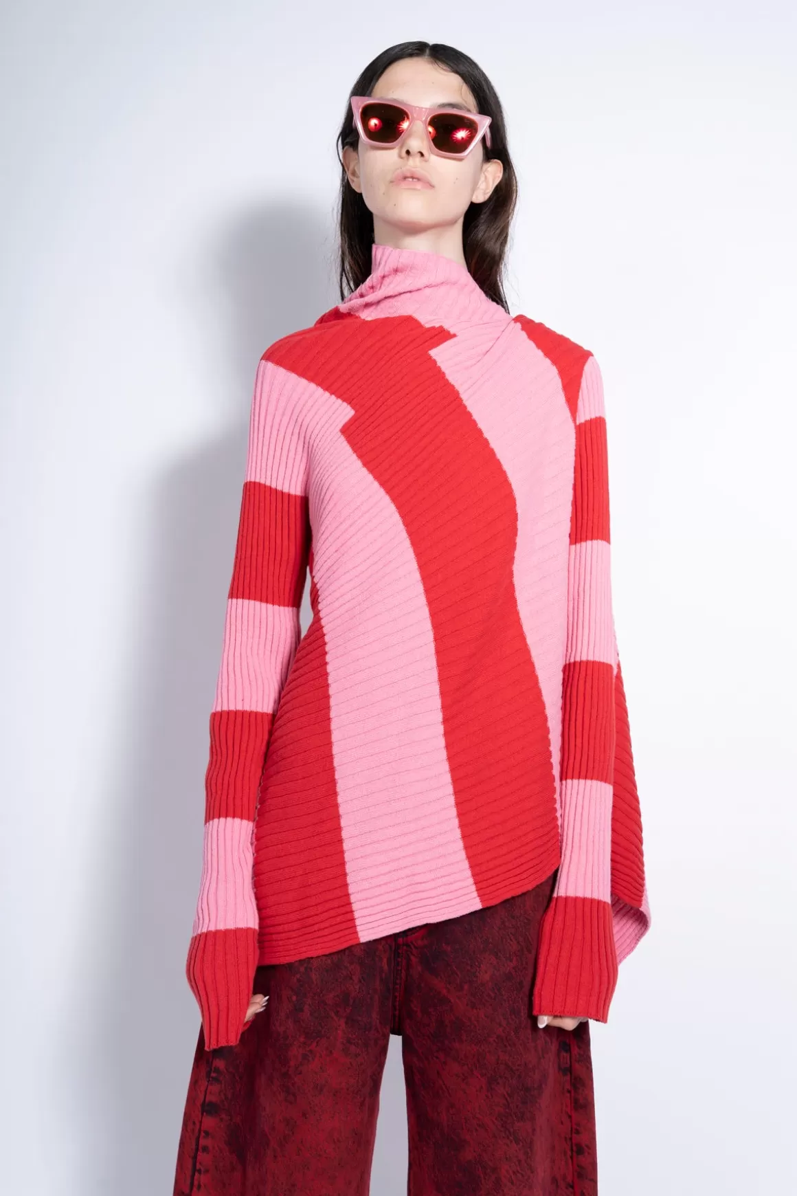 Best PINK AND RED DRAPED JUMPER Women TOPS | KNITWEAR