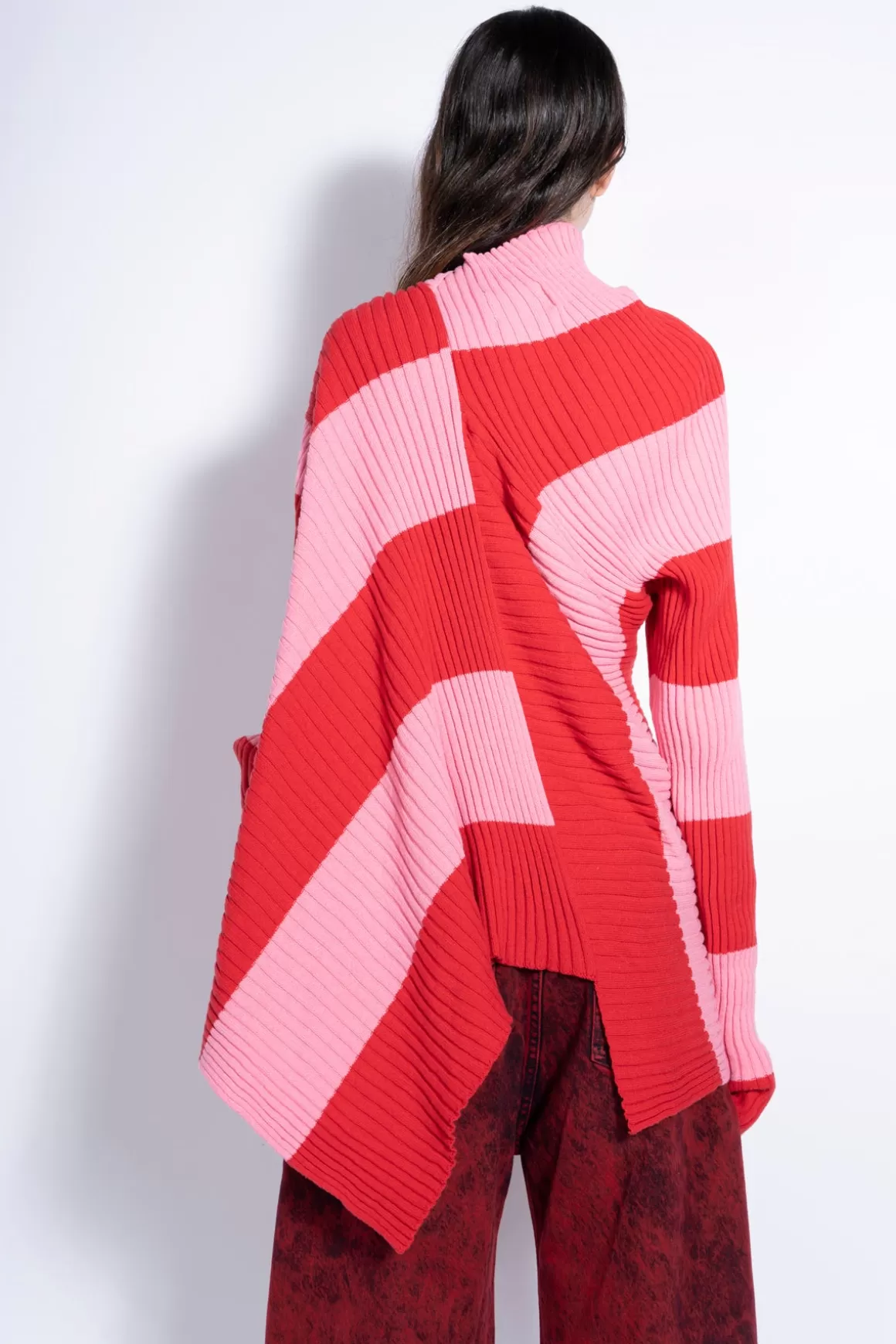 Best PINK AND RED DRAPED JUMPER Women TOPS | KNITWEAR