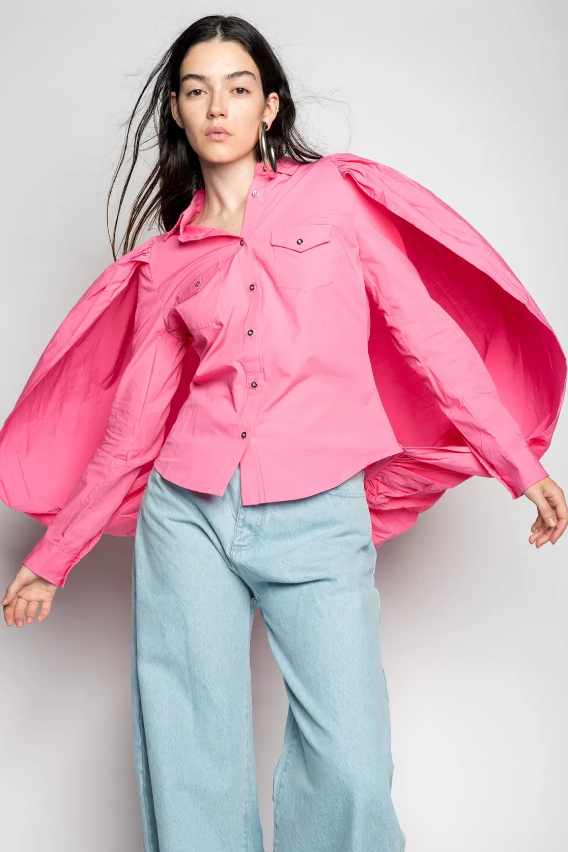 Shop PINK BALLON SLEEVE SHIRT Women TOPS