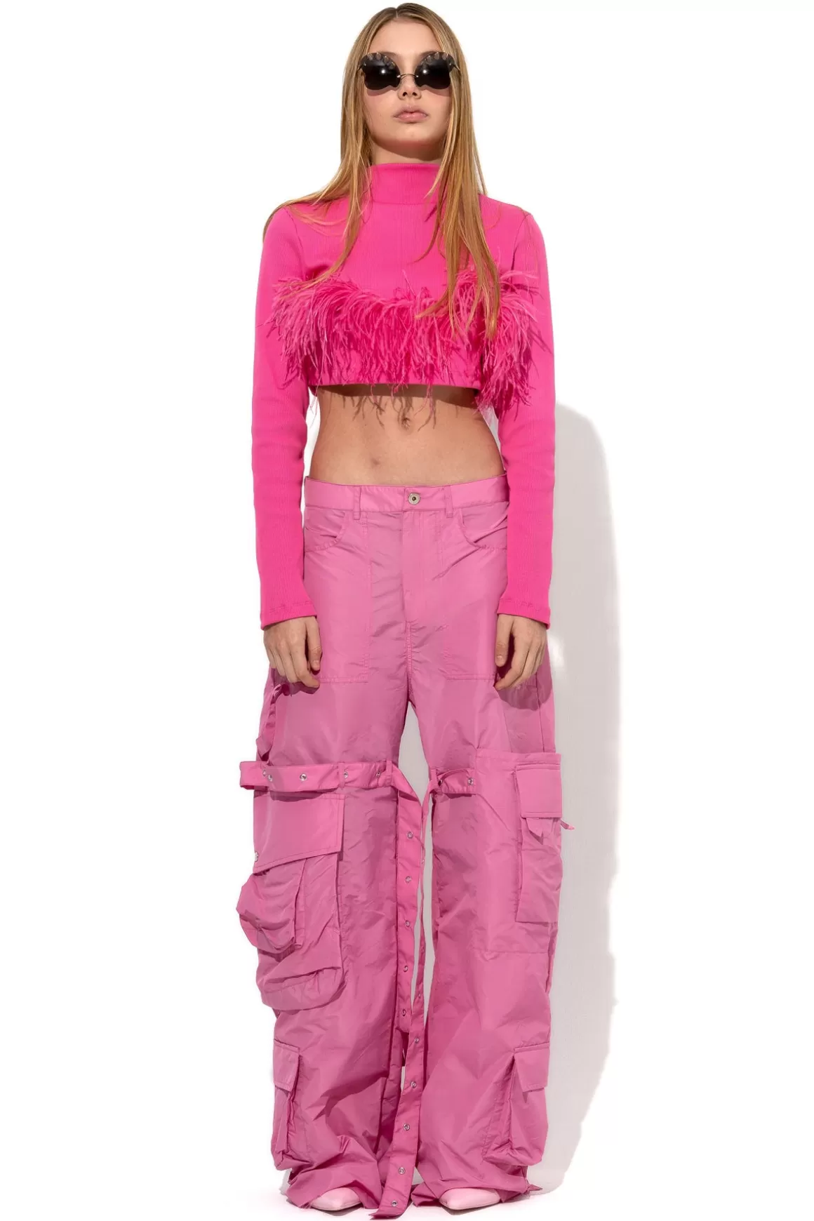 Flash Sale PINK CROPPED FEATHER TOP Women TOPS