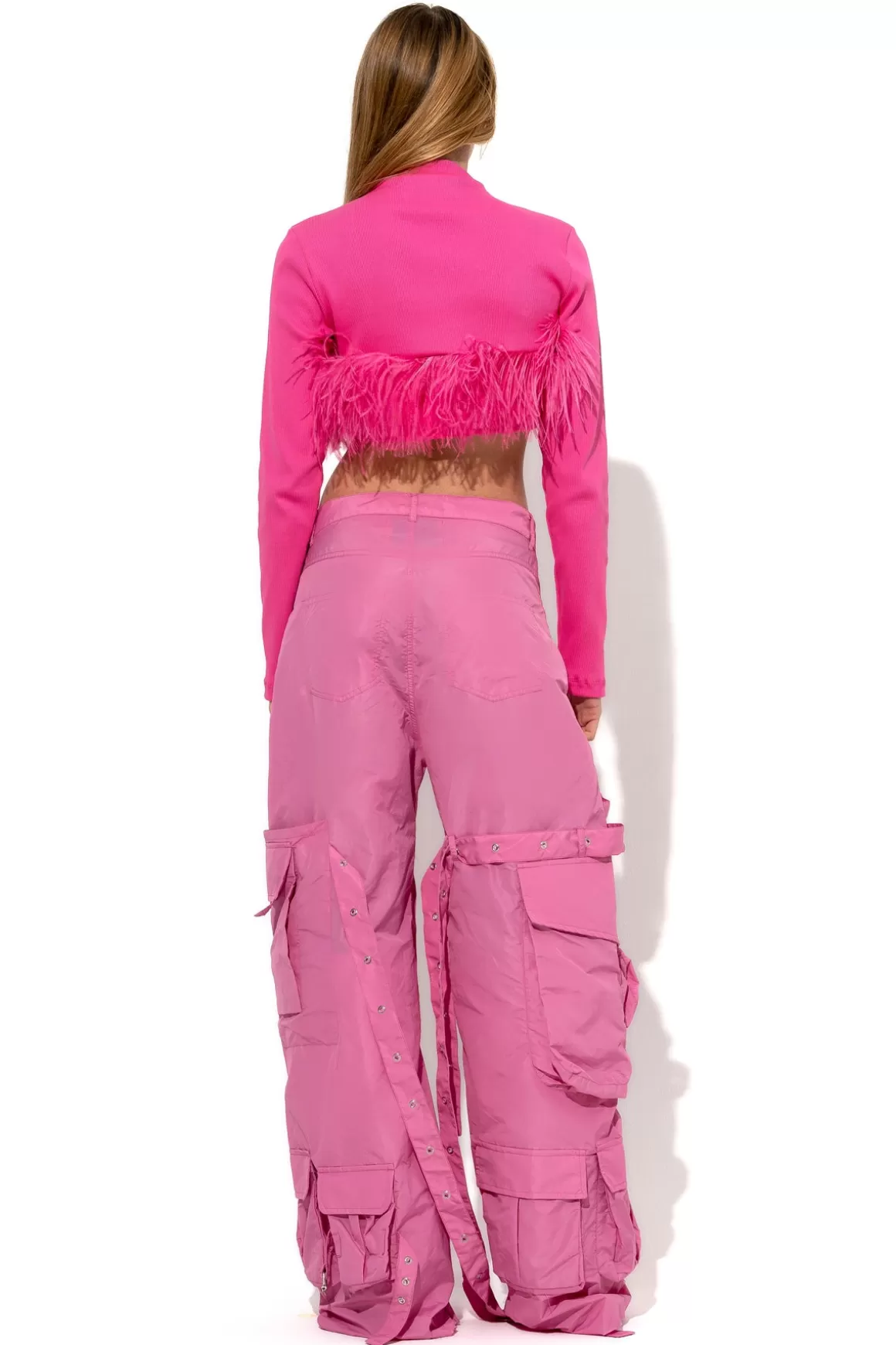 Flash Sale PINK CROPPED FEATHER TOP Women TOPS