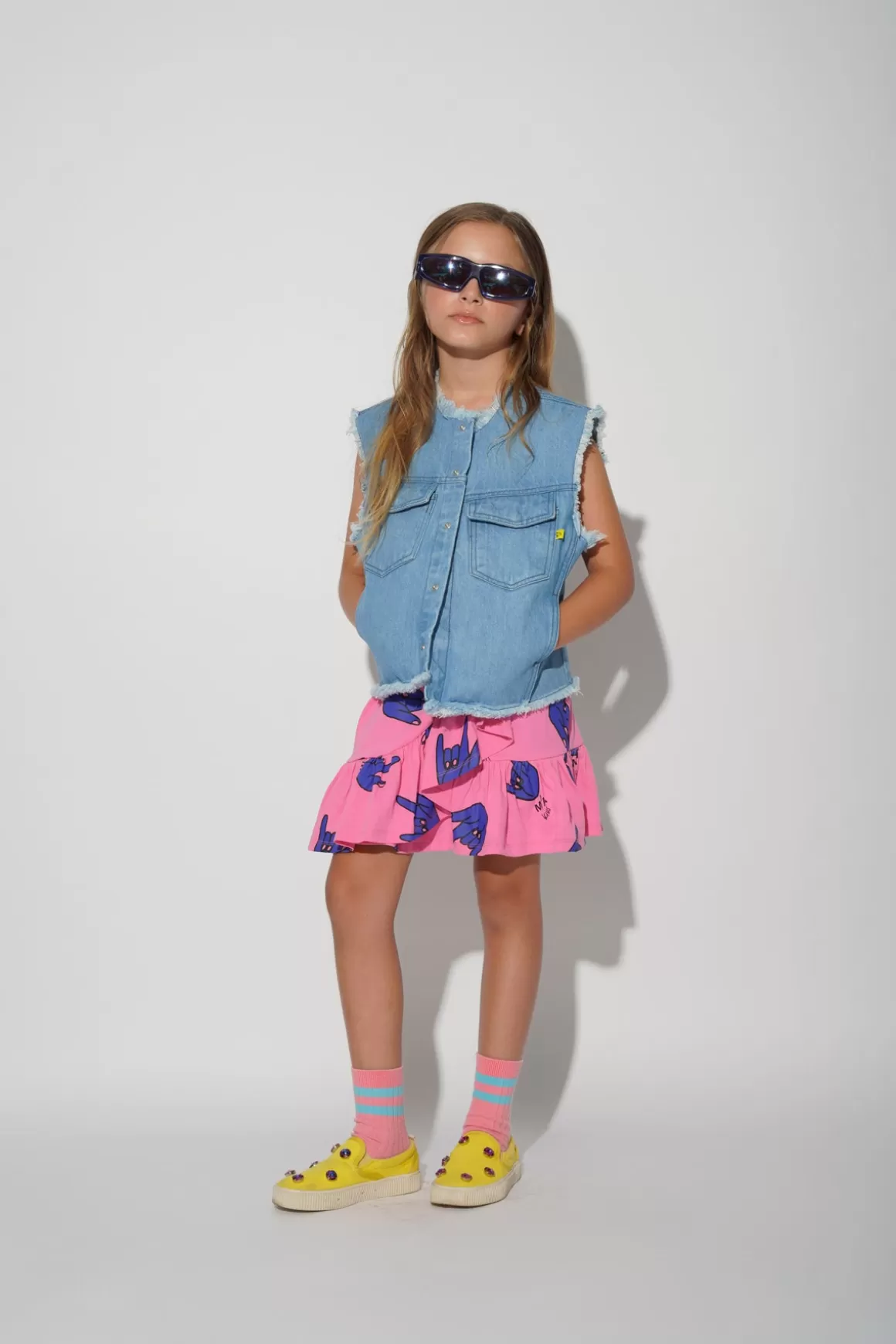 Outlet HANDS PRINT SKIRT WITH OVERLAP LAYER Kids BOTTOMS