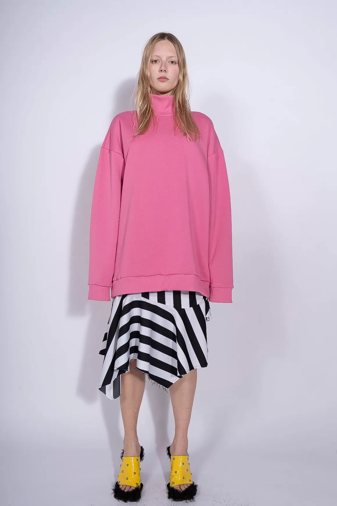 Fashion PINK OVERSIZED TURTLENECK SWEATSHIRT Women TOPS