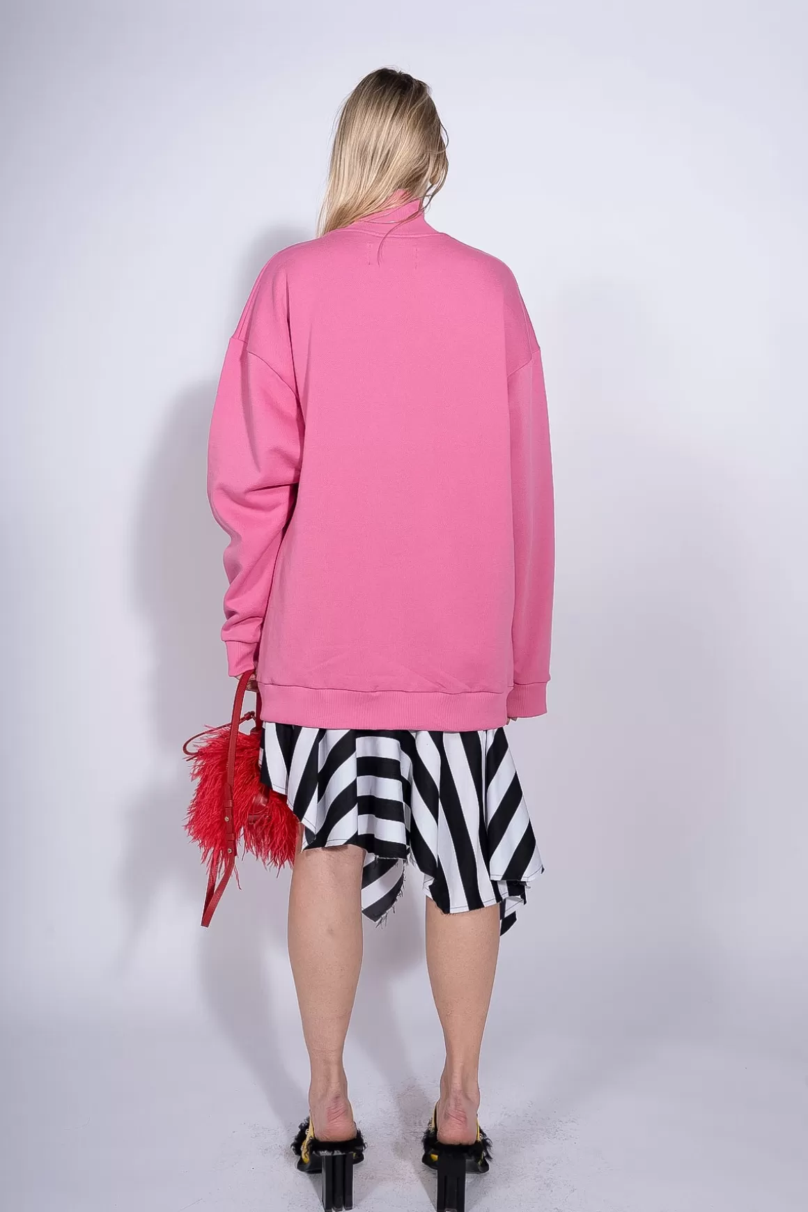 Fashion PINK OVERSIZED TURTLENECK SWEATSHIRT Women TOPS