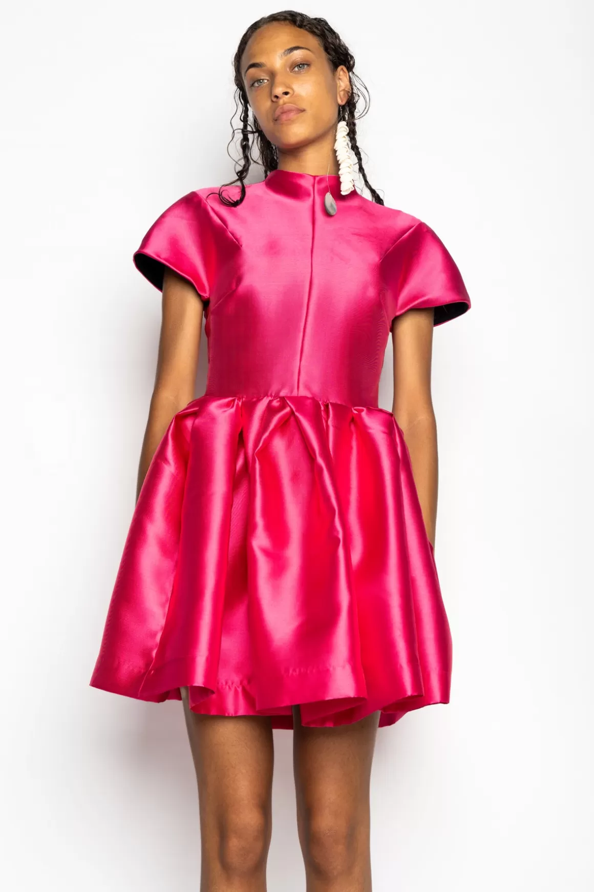 New PINK SHORT SLEEVE PUFF SKIRT DRESS Women DRESSES