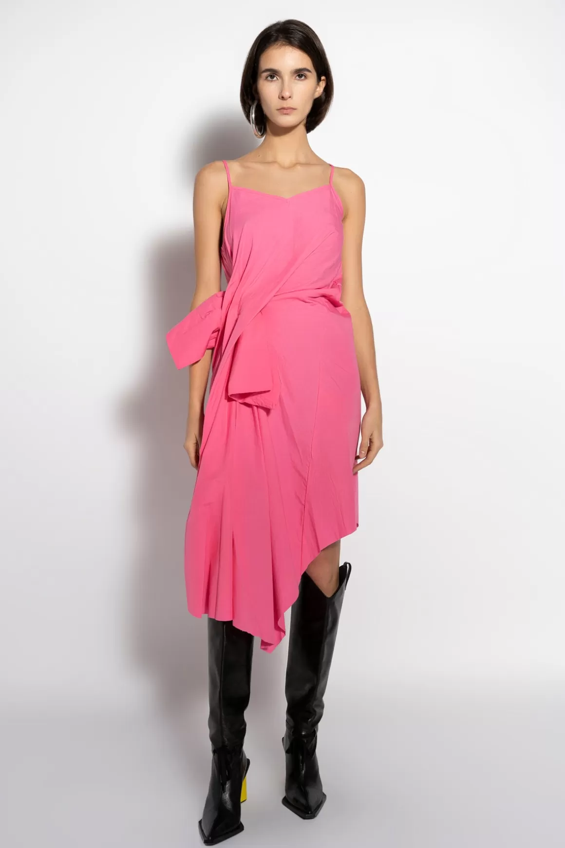 Discount PINK STRAP DRESS WITH SIDE DRAPE Women DRESSES