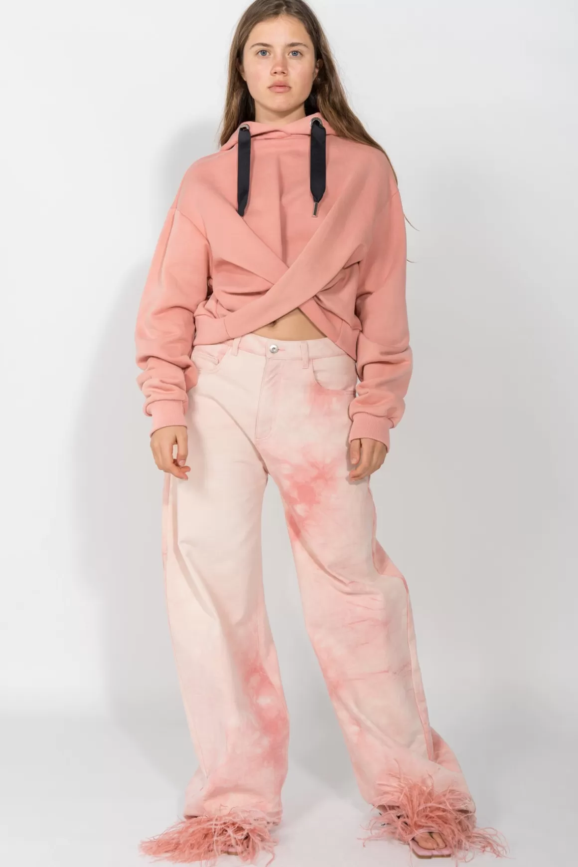 Clearance PINK TIE DYE BOYFRIEND TROUSERS Women BOTTOMS