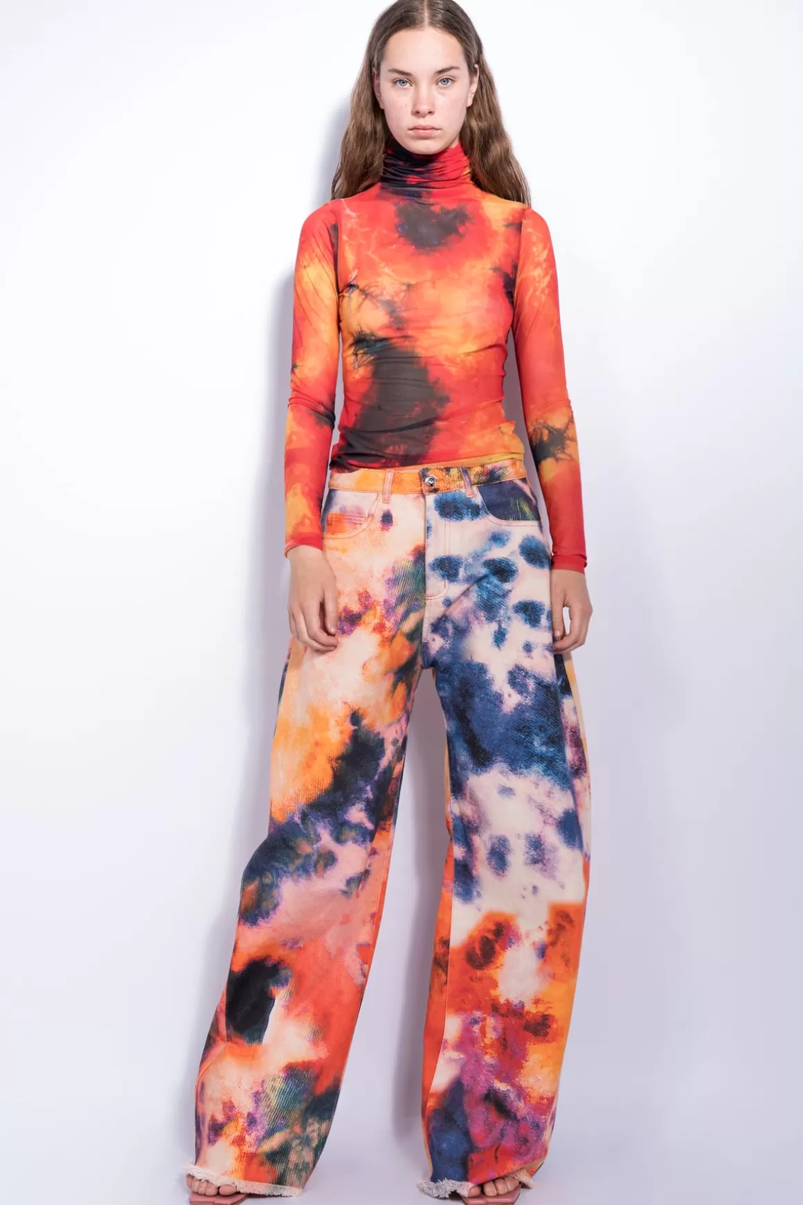 Online PRINTED BOYFRIEND TROUSERS Women BOTTOMS