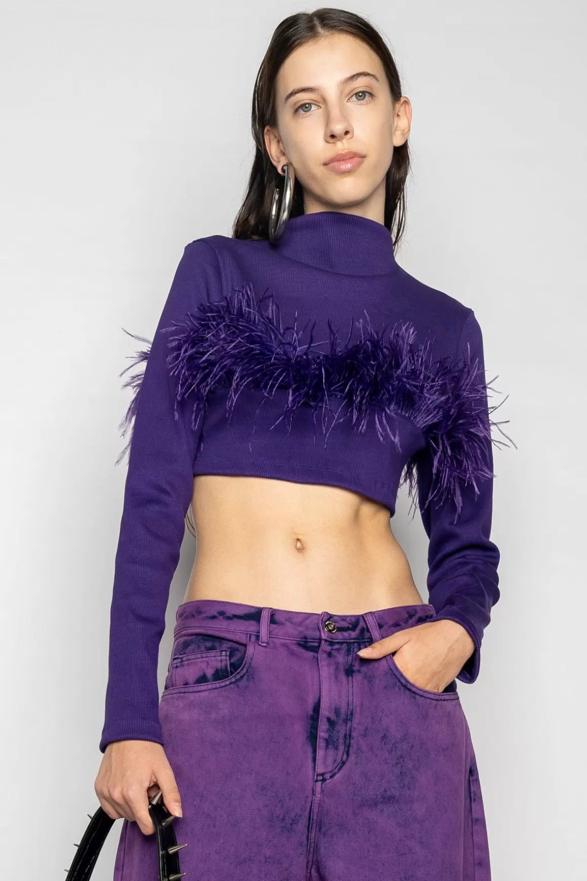 Discount CROPPED FEATHER TOP Women TOPS