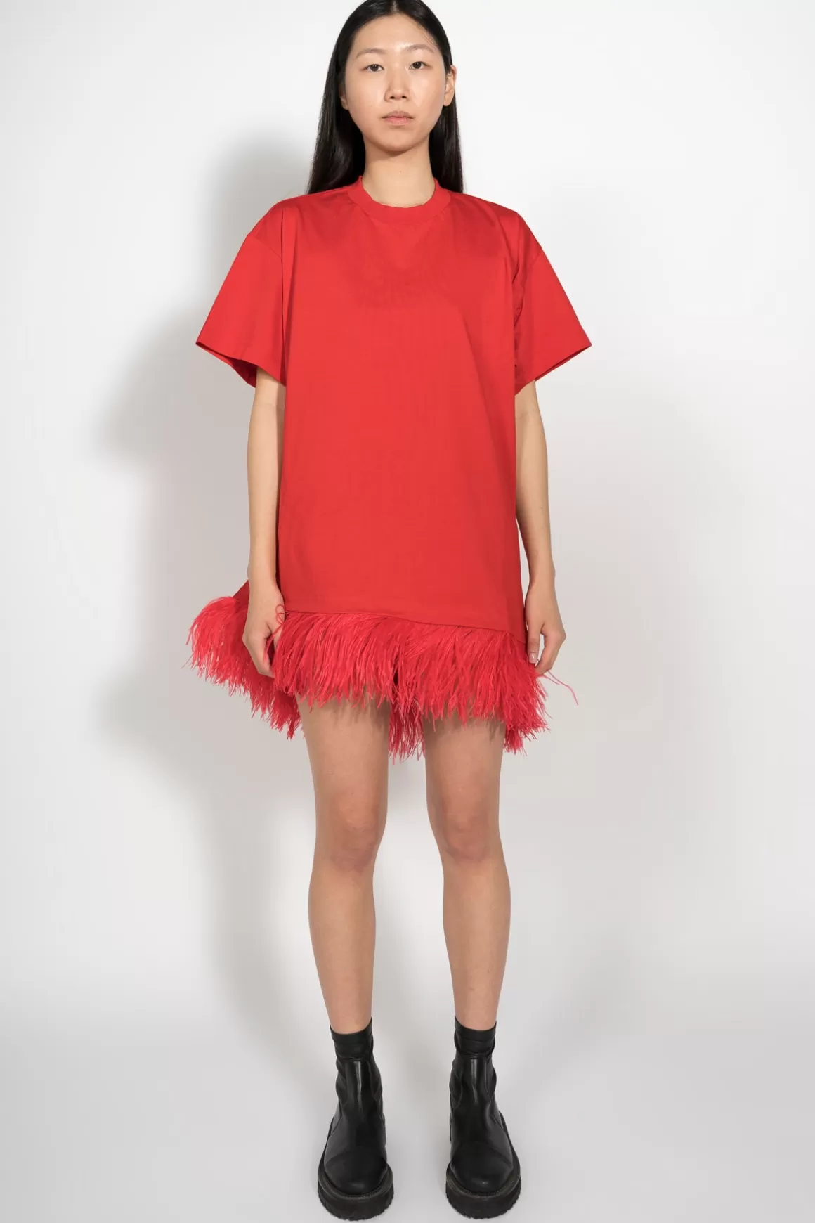 Outlet FEATHER HEM T-SHIRT DRESS Women DRESSES | TOPS