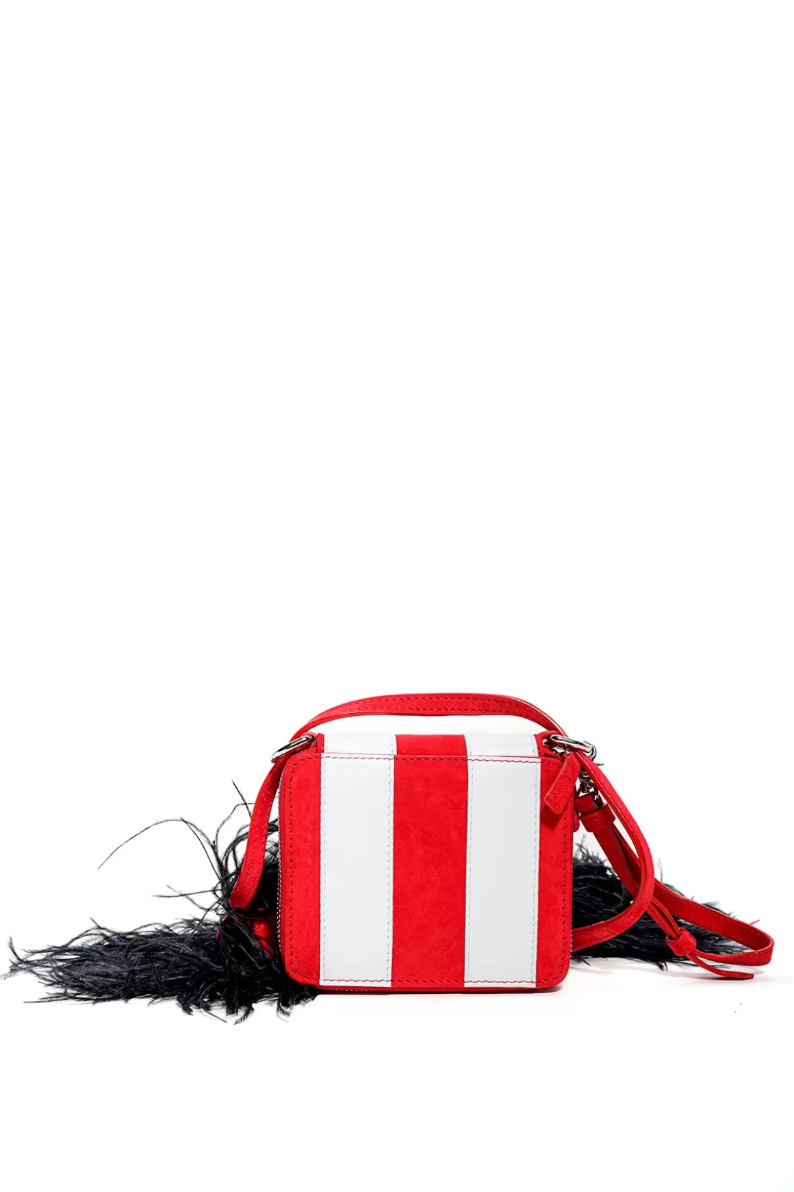 New STRIPED WALLET BAG WITH FEATHER STRAP ACCESSORIES