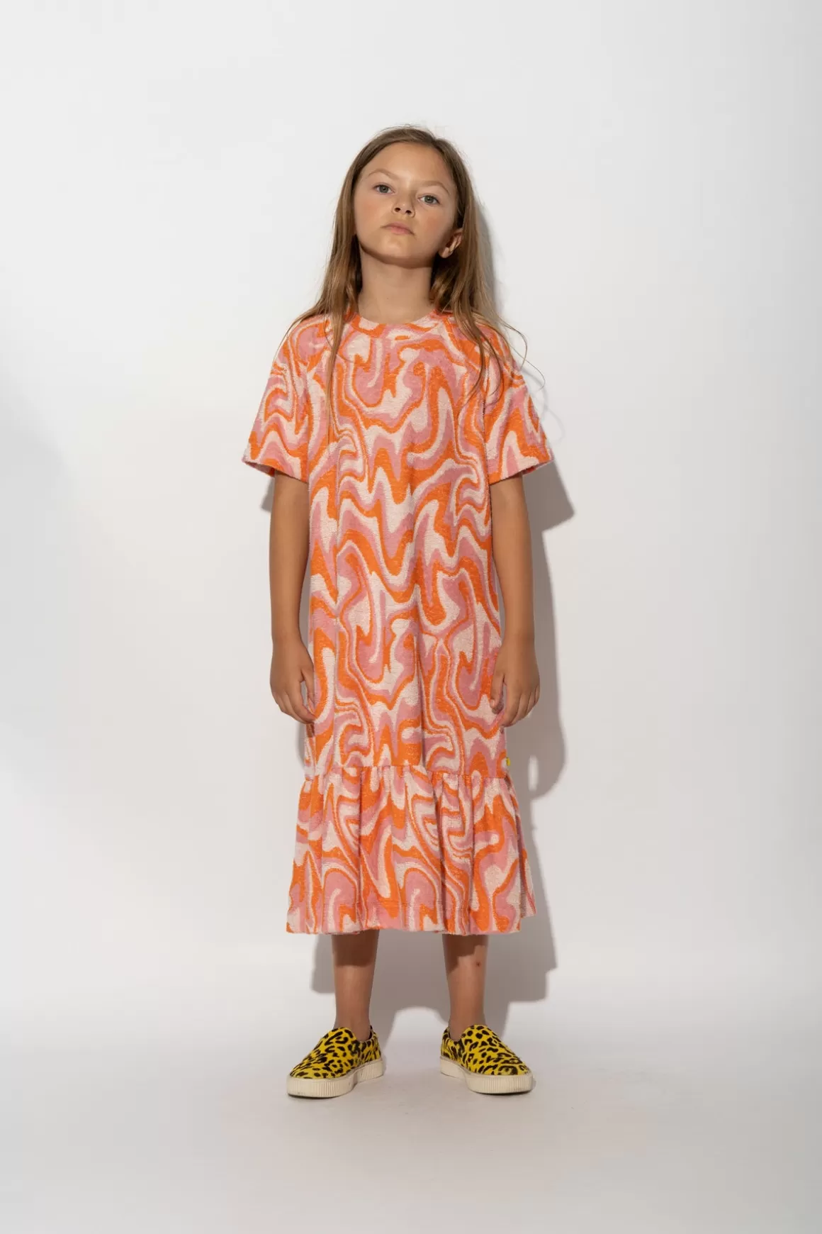 Best TERRY WAVY PRINT GATHERED DRESS Kids DRESSES