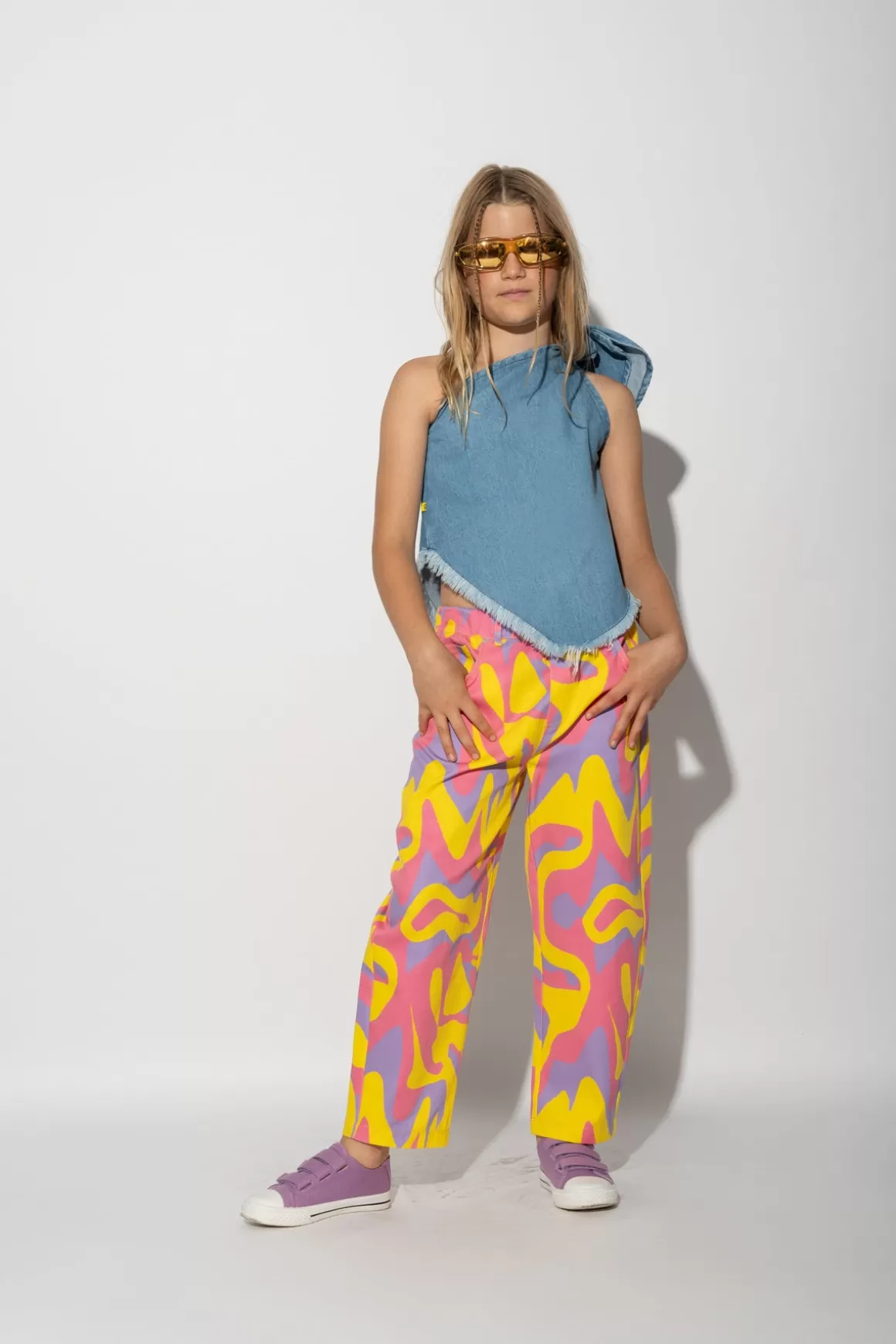 Shop WAVY PRINT BAGGY TROUSERS Kids BOTTOMS