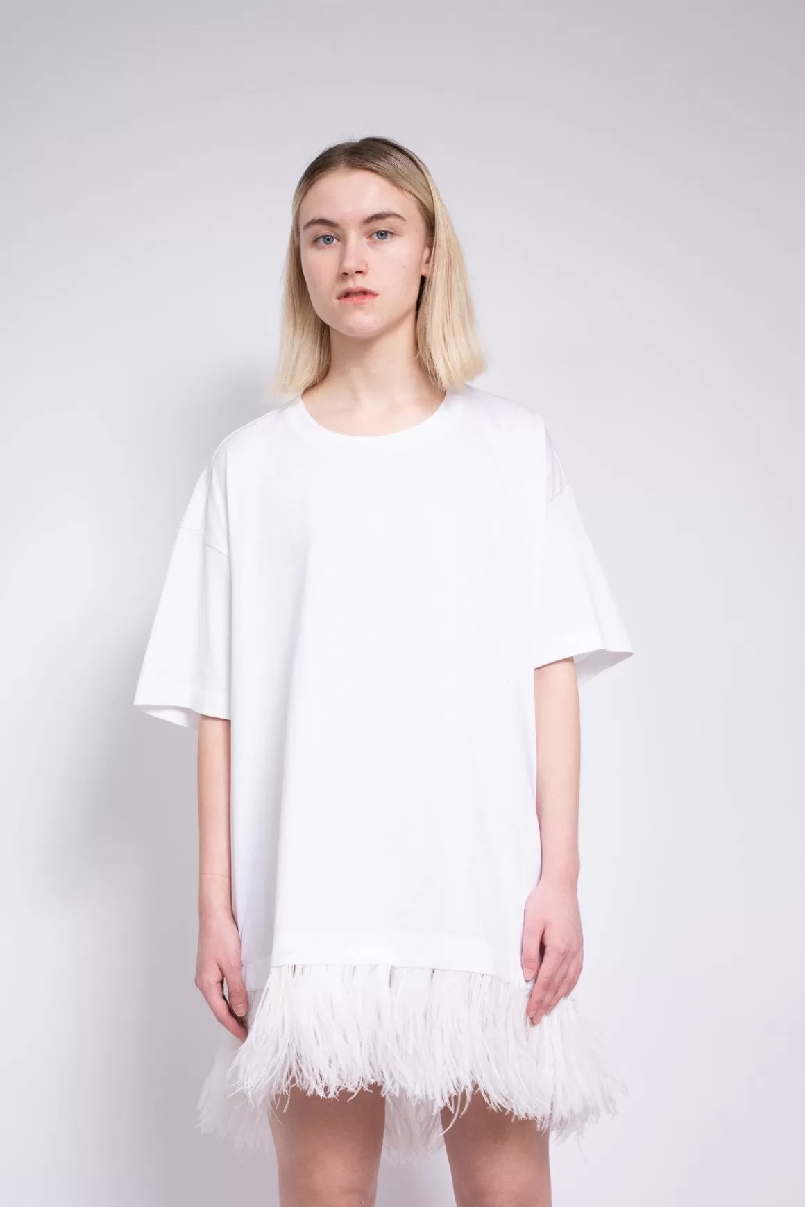 Hot FEATHER HEM T-SHIRT DRESS Women DRESSES | TOPS