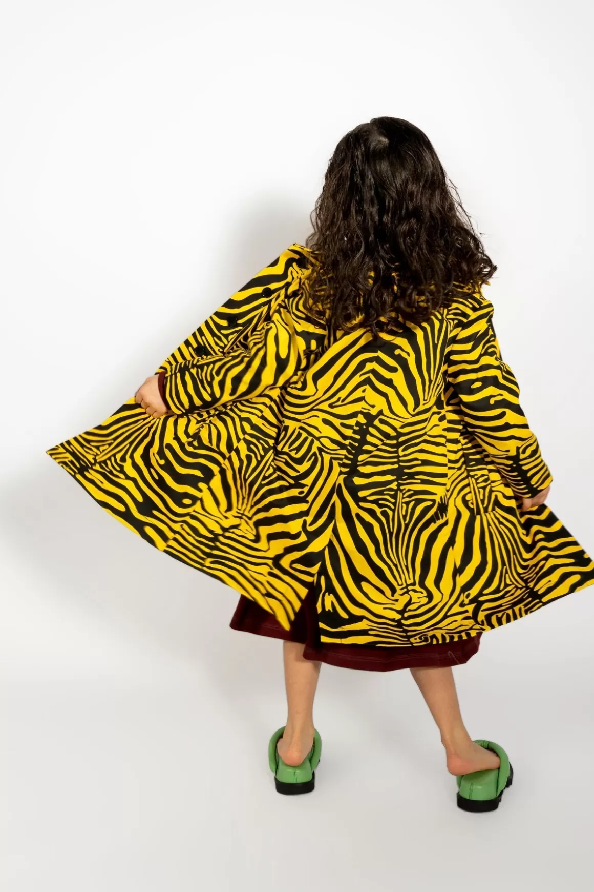 Best Sale YELLOW AND BLACK ZEBRA PRINT COTTON COAT Kids OUTERWEAR